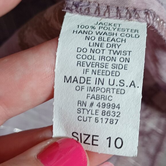 Vintage R&M Richards Cardigan Jacket Womens 10 Purple Patchwork Sheer Whimsy - Picture 9 of 9